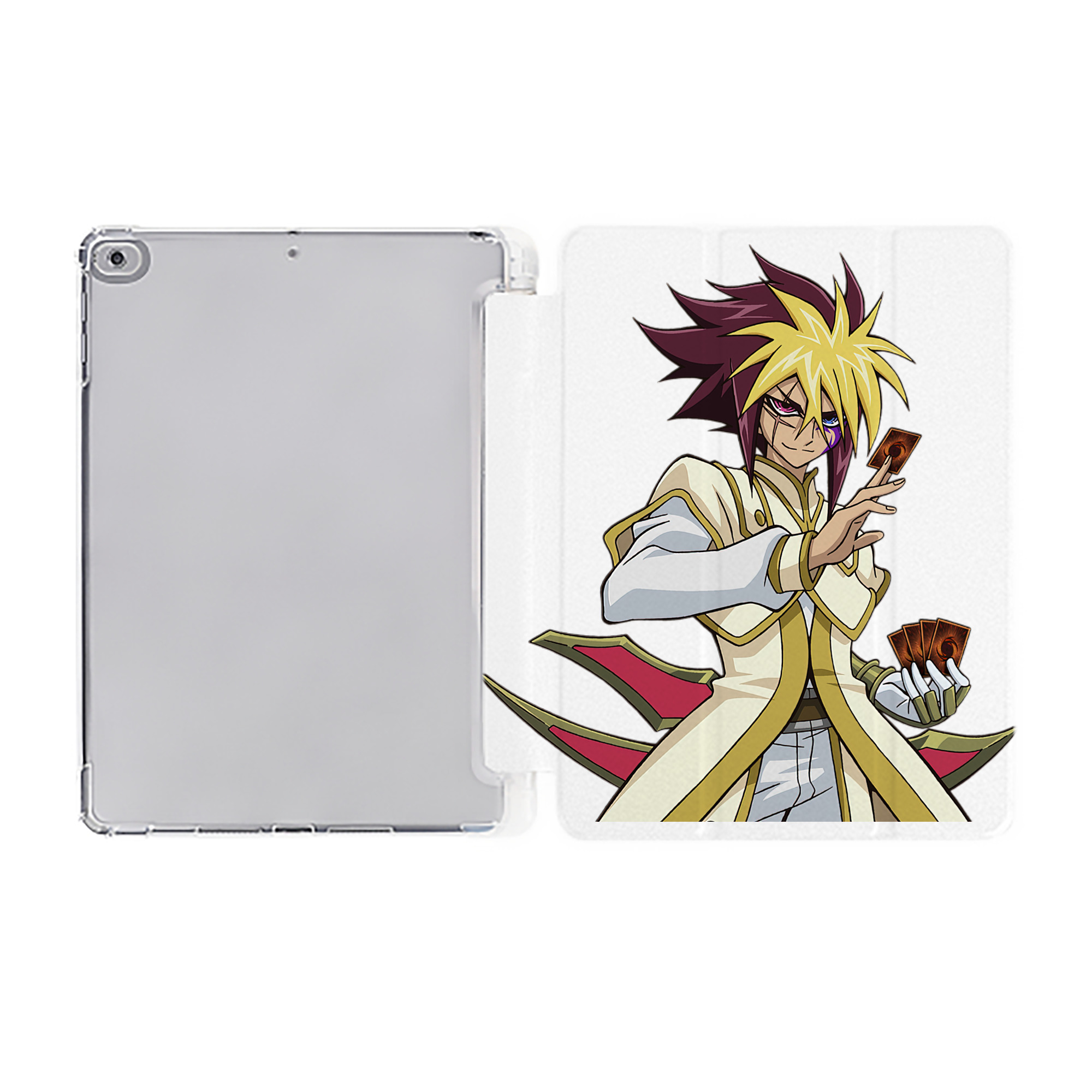 （画像用） 遊☆戯☆王 Yu-Gi-Oh! IPad ケース ペン収納付き 三つ折りスタンド PUレザー×シリコン 対応機種9.5/10.5/10.9インチ